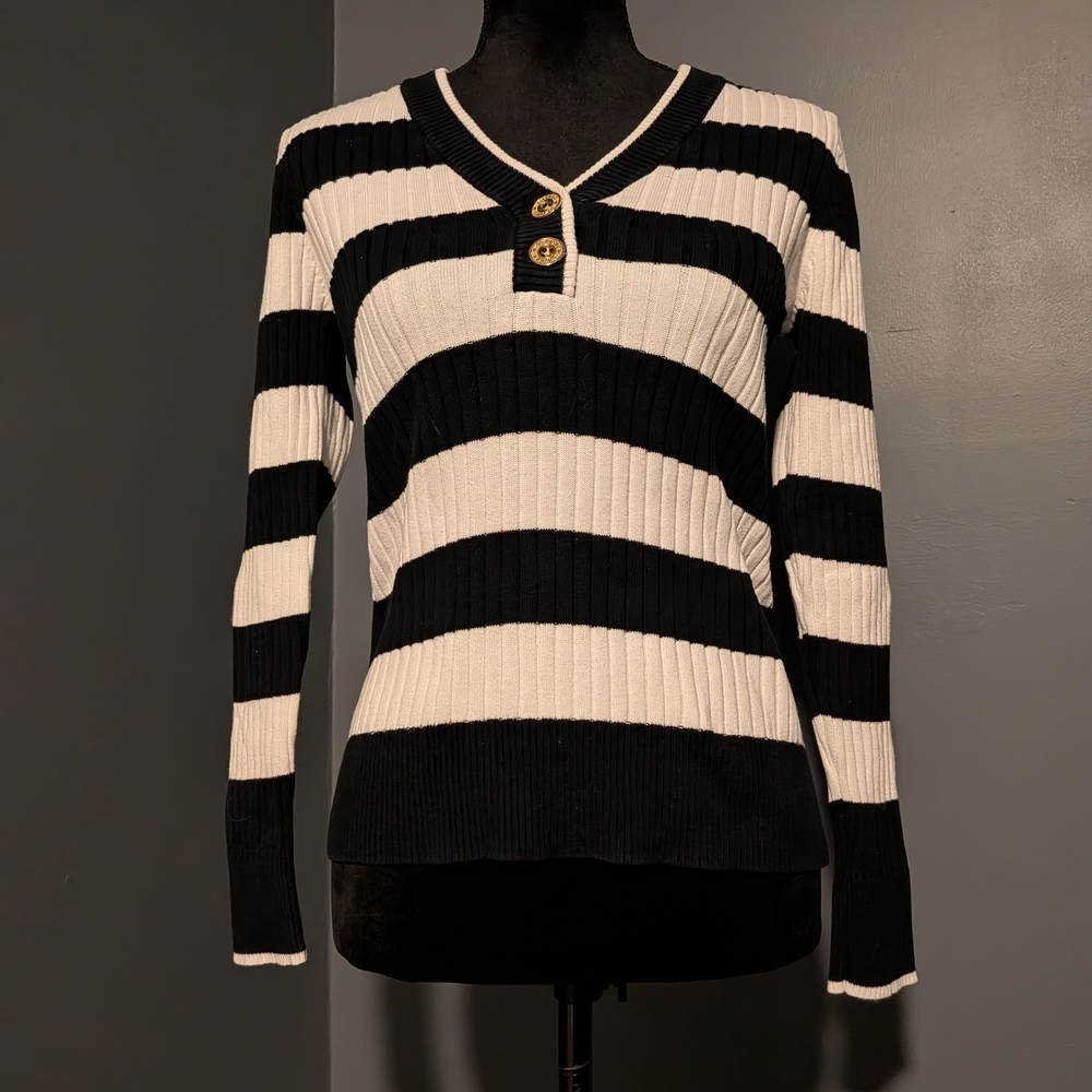 Ralph Lauren Striped Black and White Women's Sweater